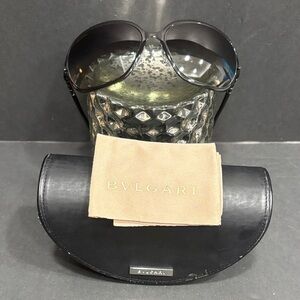 Bulgari Black Sunglasses with Gold Accents